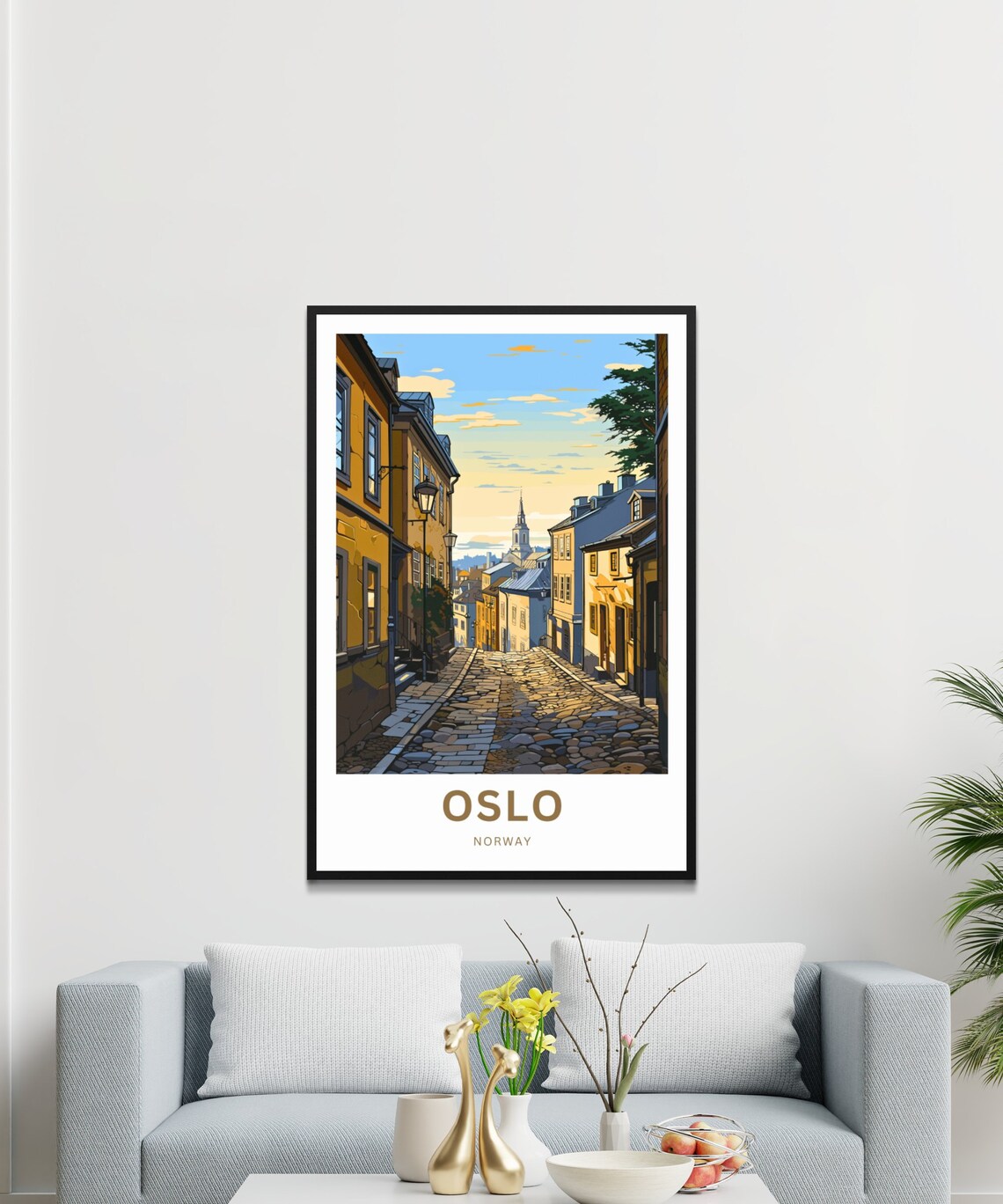 Personalized Oslo Norway Golden Street Custom Text Travel Poster - Image 3