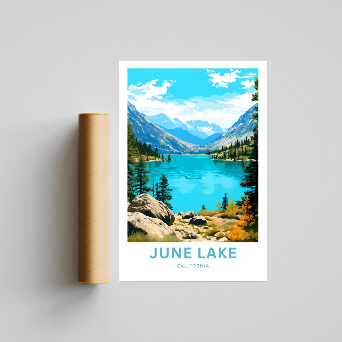 June Lake California Mountain Lake Rocky Shore Travel Poster - Image 4