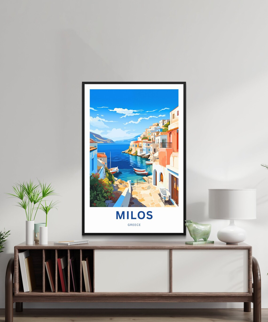 Milos Greece Personalized Harbor Village Fishing Boats Travel Poster - Image 2