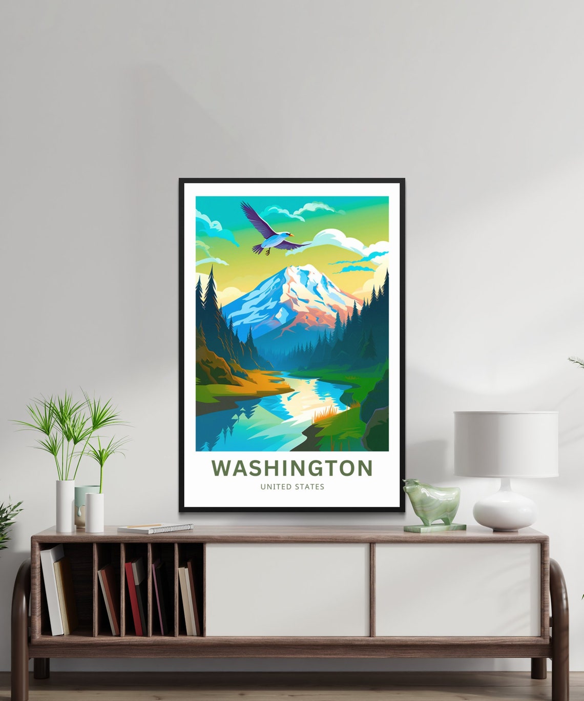 Washington Snowy Cascade Peak Eagle River Wilderness Travel Poster - Image 2