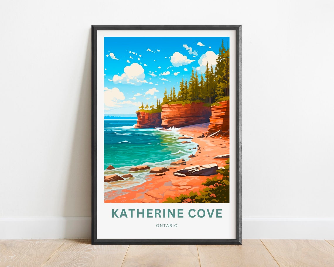 Katherine Cove Ontario Red Sandstone Cliff Coast Scene Poster