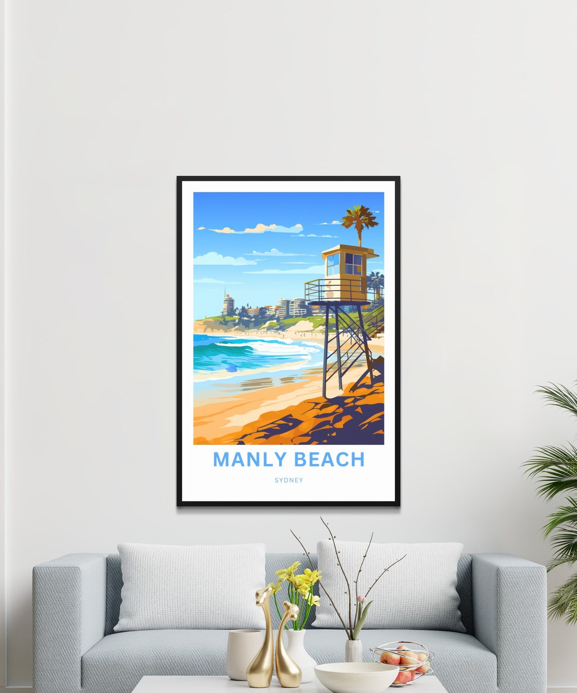 Personalized Manly Beach Sydney Surf Beach Lifeguard Tower Poster - Image 3