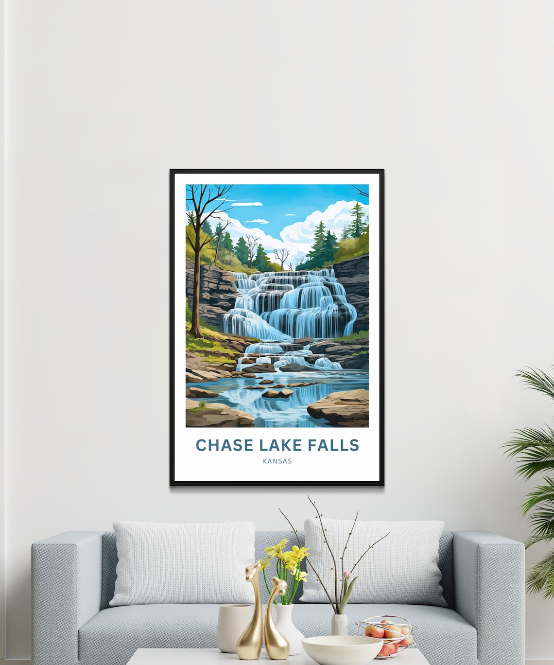 Chase Lake Falls Kansas Tiered Cascade Rocky Creek Scenic Poster - Image 2