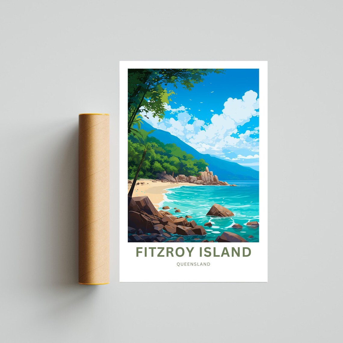 Personalized Fitzroy Island Queensland Turquoise Bay Travel Poster - Image 4