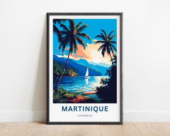 Martinique Travel Print Martinique Poster Caribbean Wall Art Framed Present Gift Caribbean Present