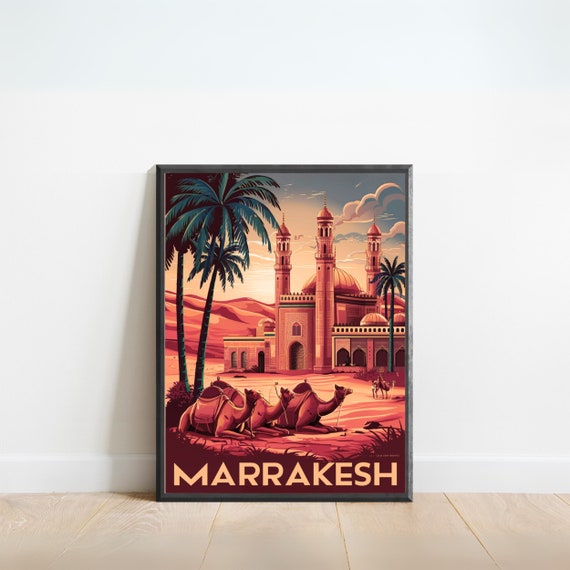 Marrakesh Vintage Travel Poster Marrakesh Vintage Print Morocco Wall Art Framed Present Gift Morocco Present