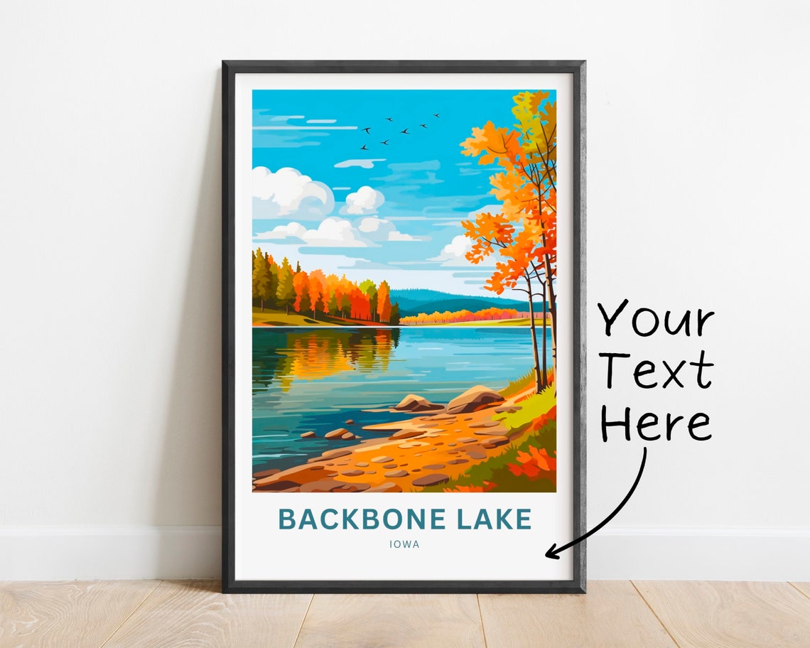 Backbone Lake Iowa Autumn Foliage Lakeside Fall Colors Scenic Poster