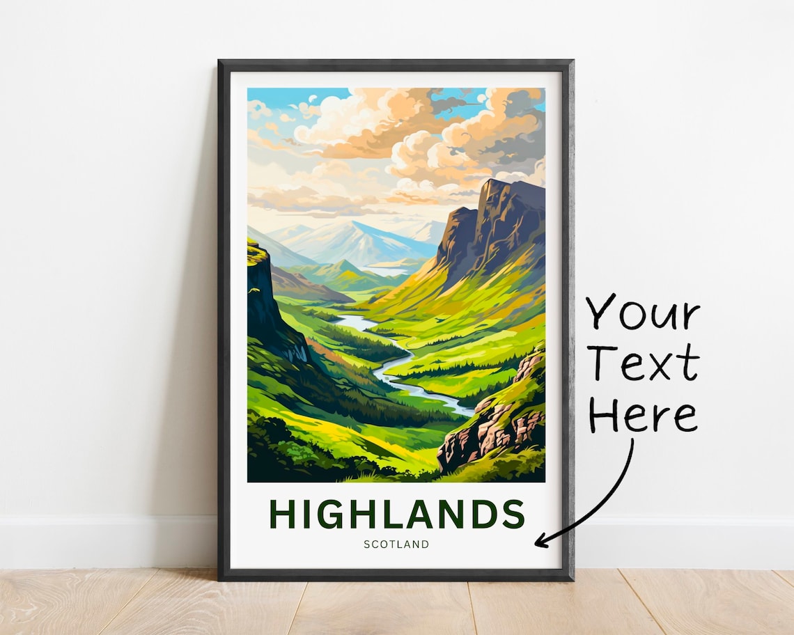 Personalized Scottish Highlands Travel Poster, Scotland