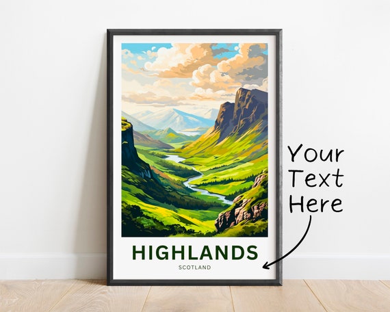 Personalized Scottish Highlands Travel Poster, Scotland
