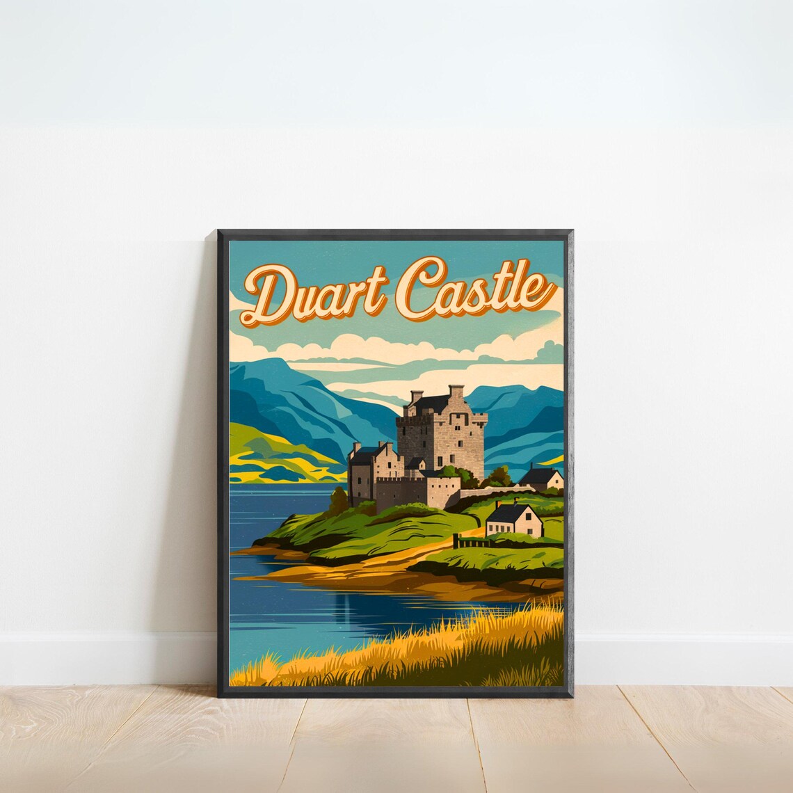 Duart Castle Scotland Seaside Fortress Vintage Travel Poster