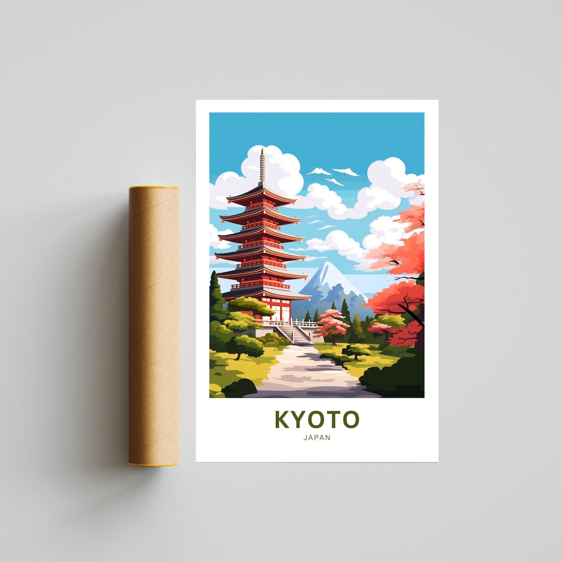 Kyoto Japan Red Pagoda Temple Autumn Maple Garden Travel Poster - Image 4