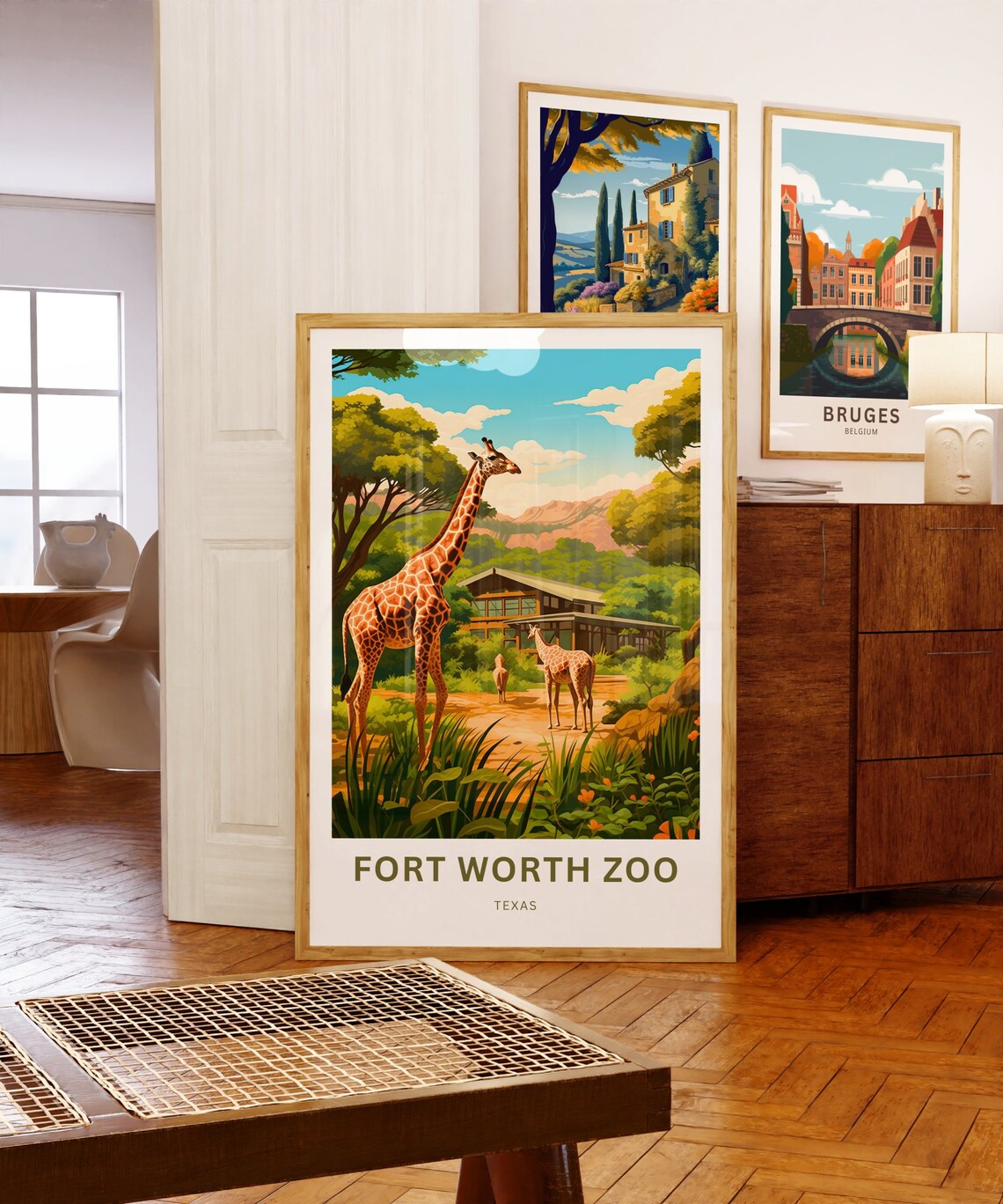 Fort Worth Zoo Giraffes Texas Wildlife Savanna Personalized Poster - Image 5
