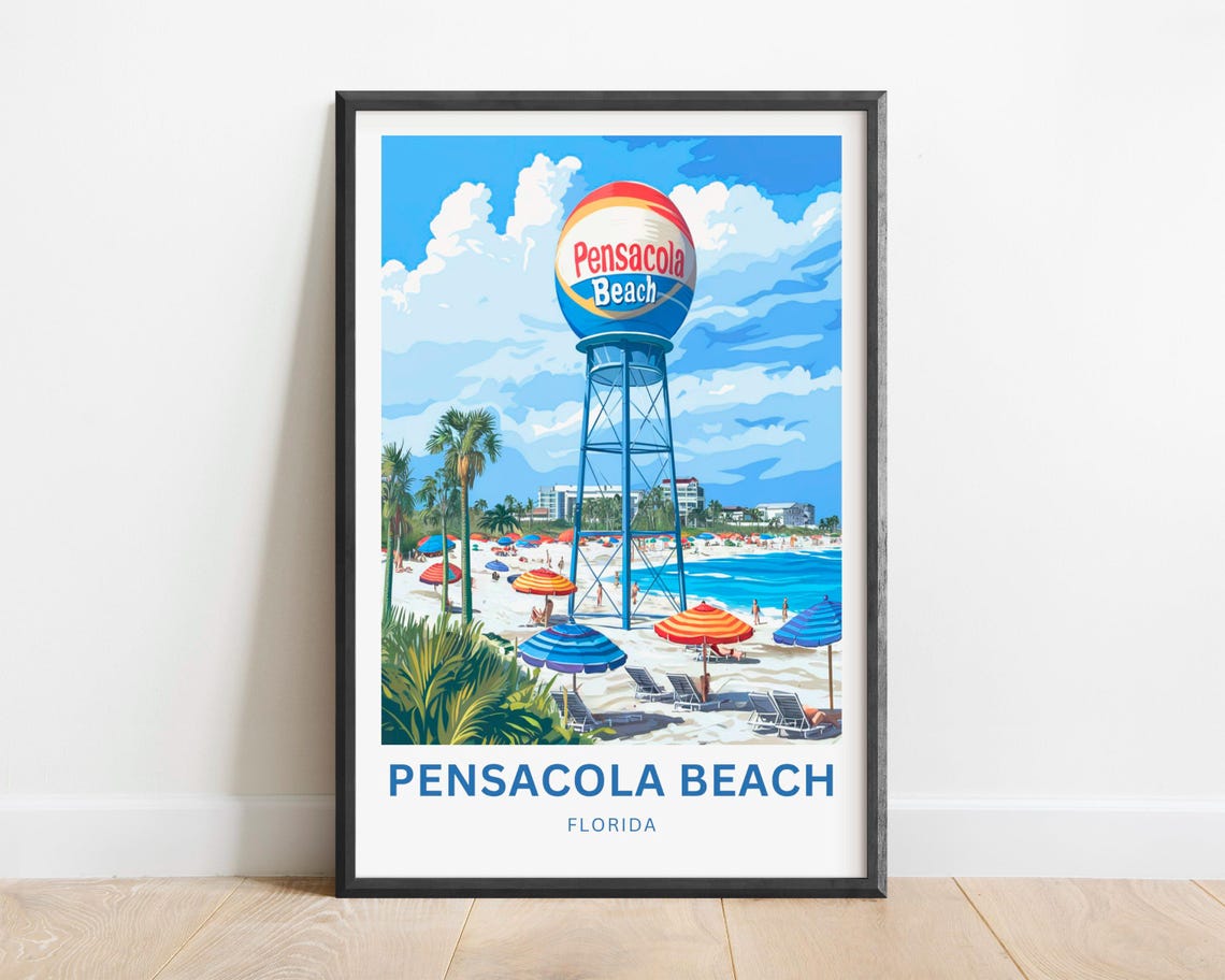 Pensacola Beach Florida Beach Ball Water Tower Personalized Poster