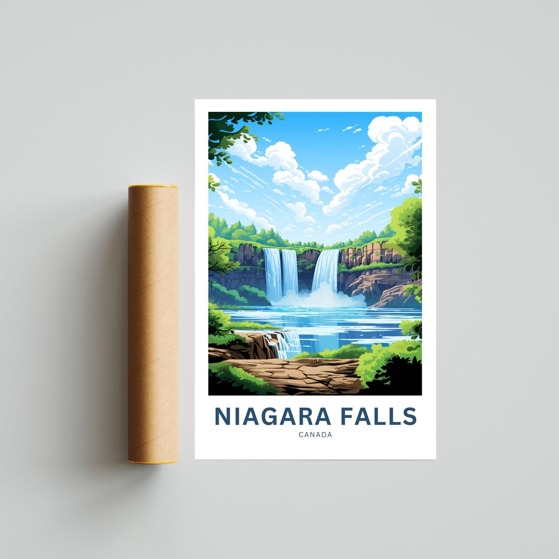 Niagara Falls Cascading Water Rocky Cliffs Canada Travel Poster - Image 4