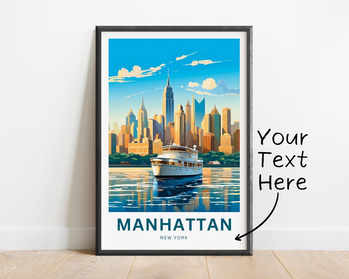 Personalized Manhattan New York Cruise Ship Skyline Scene Poster