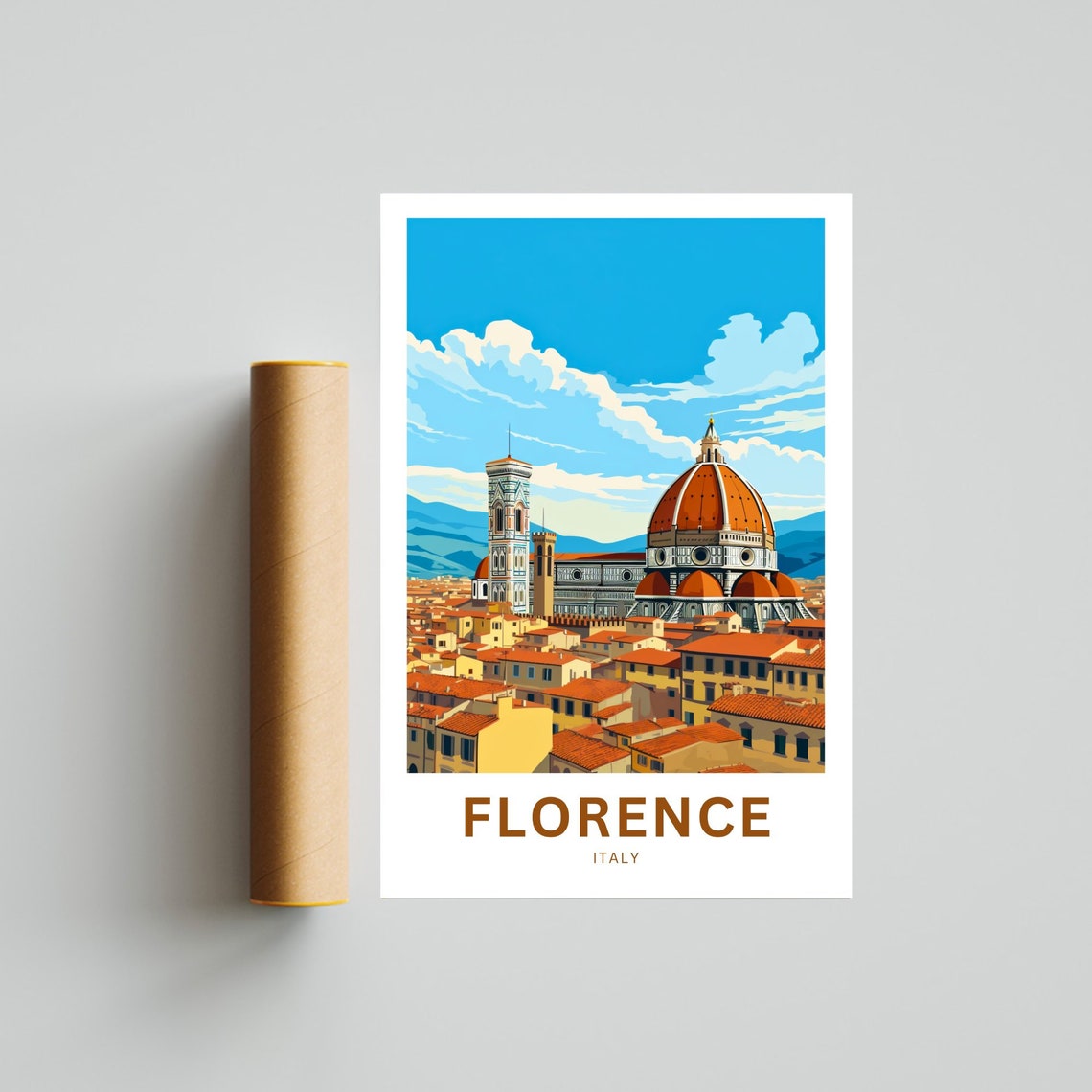 Florence Italy Duomo Cathedral Red Rooftops Skyline Travel Poster - Image 4
