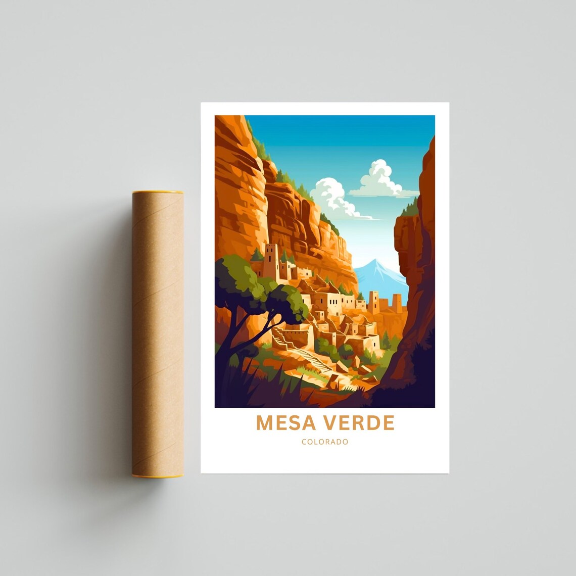 Personalized Mesa Verde Colorado Cliff Palace Style Travel Poster - Image 4