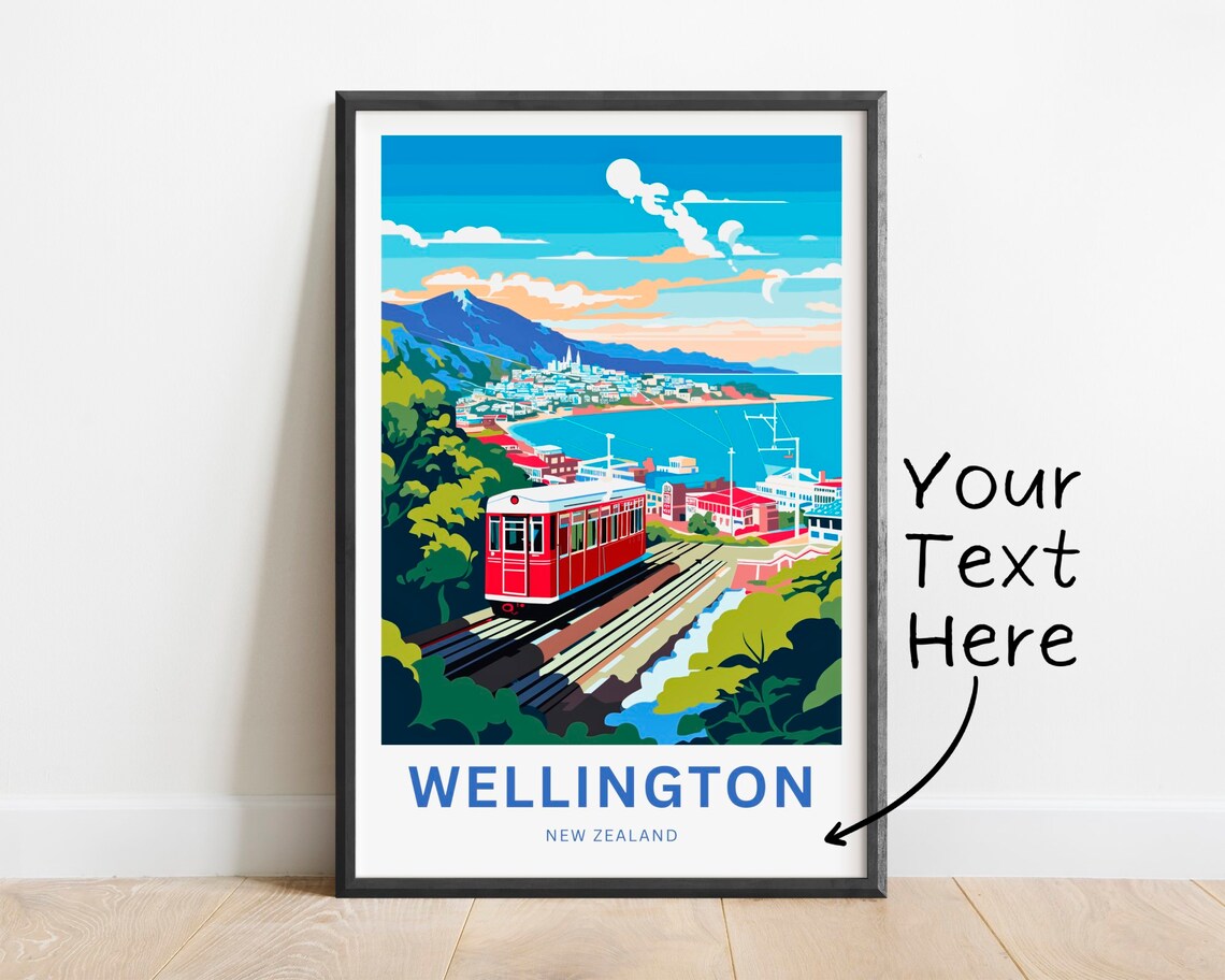 Wellington New Zealand Iconic Red Cable Car Harbor View Poster