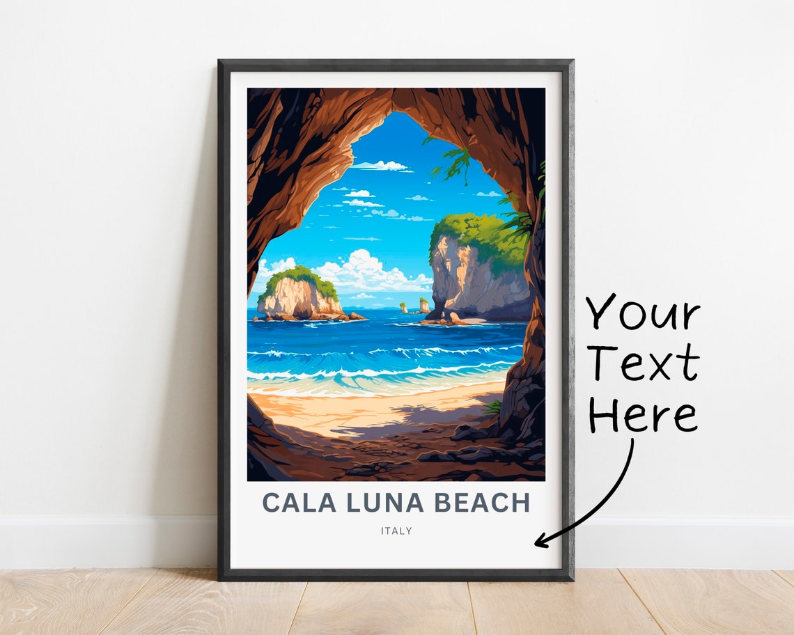 Cala Luna Beach Italy Personalized Vintage Seaside Travel Poster