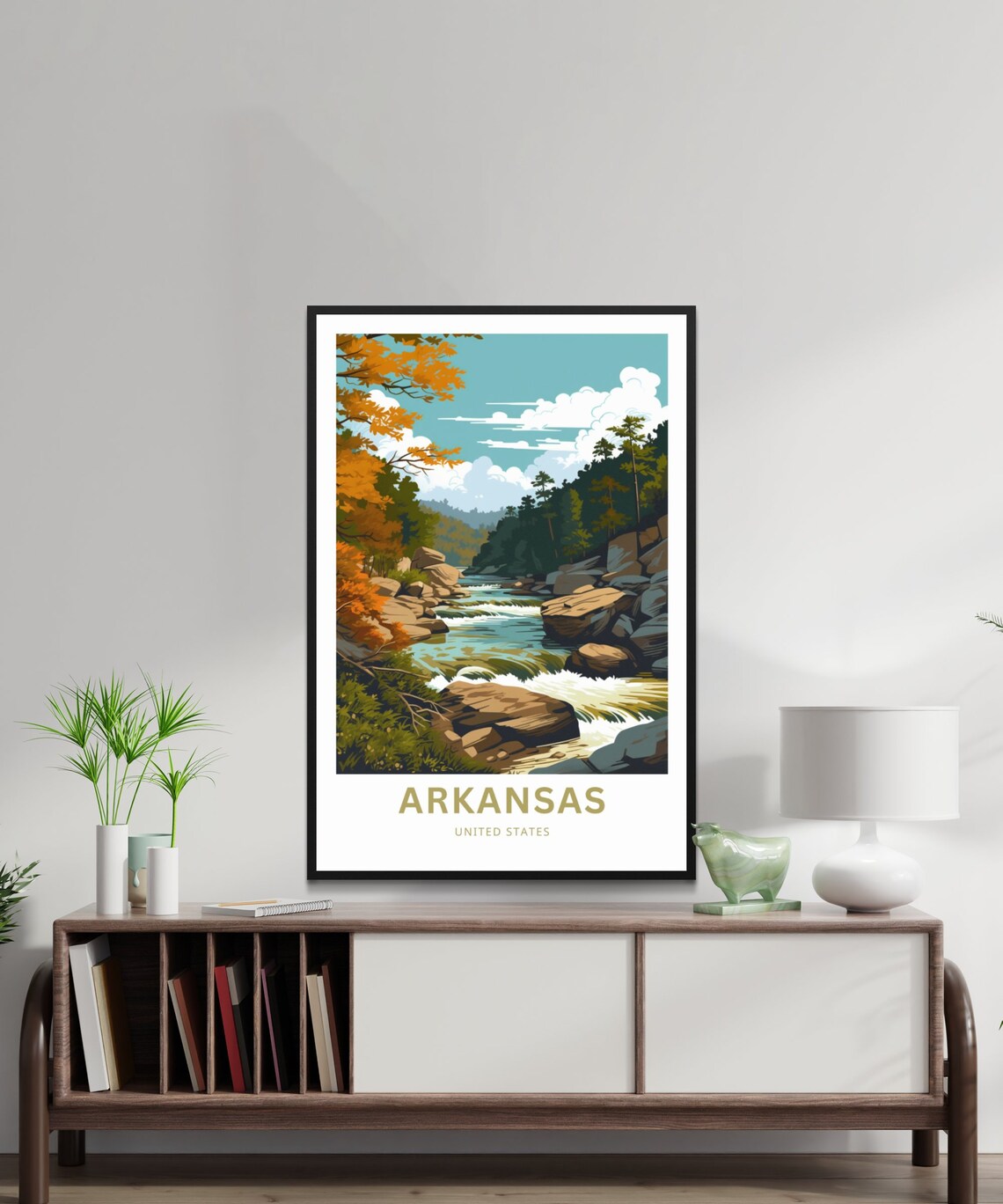 Arkansas United States Autumn River Rapids Forest Scenic Poster - Image 2