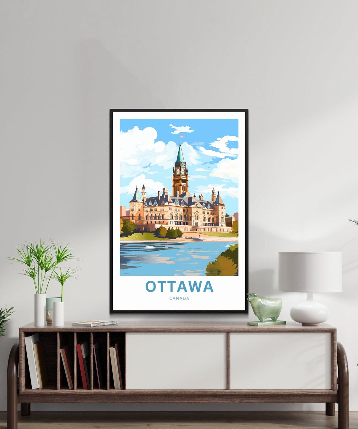 Ottawa Canada Parliament Hill Vintage Travel Poster Red Roof Design - Image 2