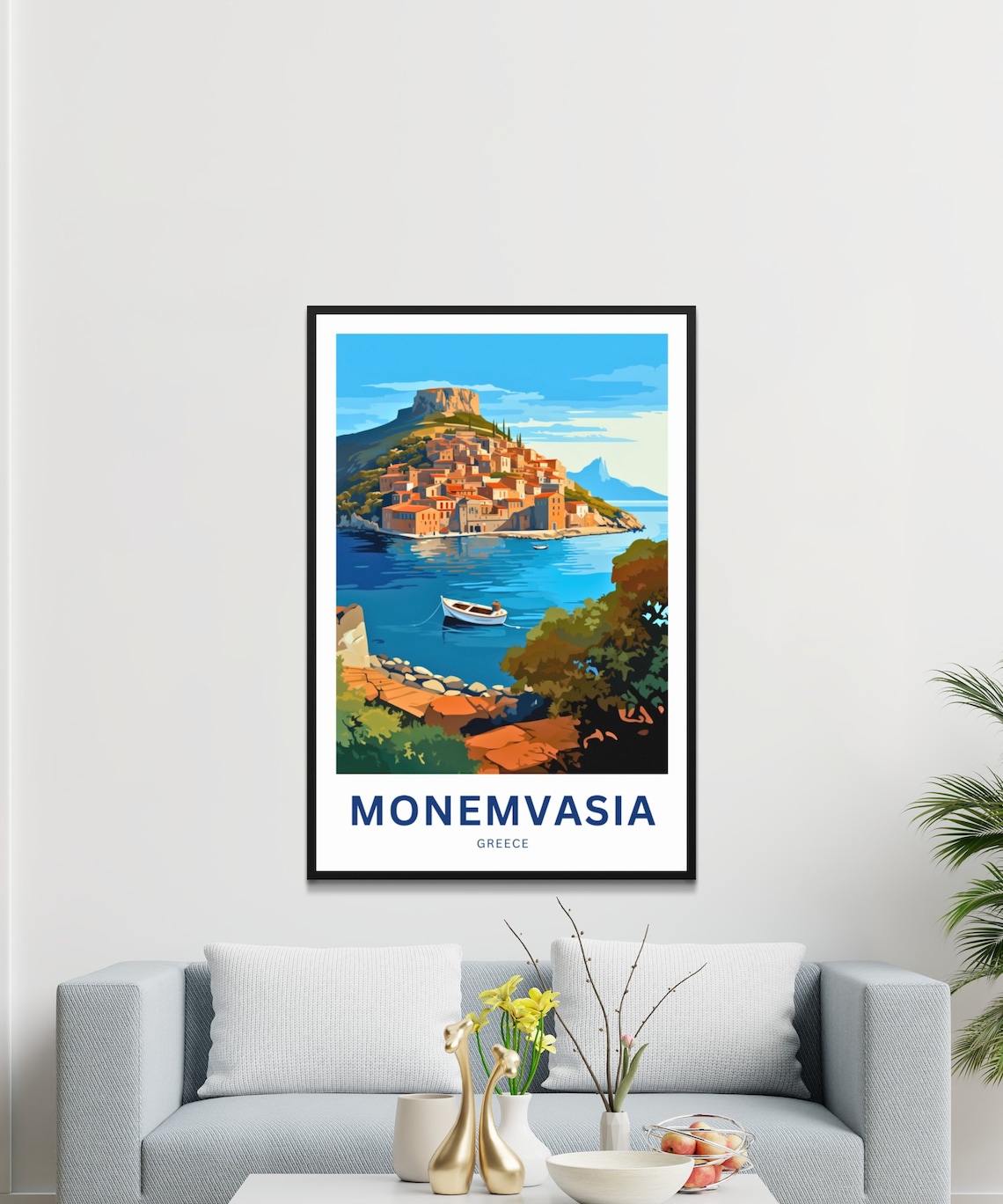 Monemvasia Greece Hilltop Coastal Town Island Sea Dramatic Poster - Image 3