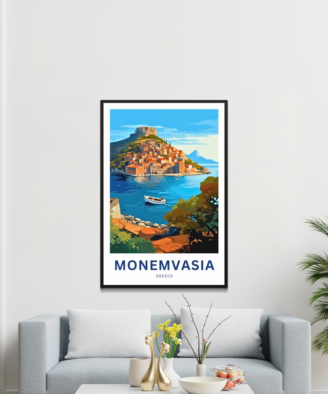 Personalized Monemvasia Greece Island Fortress Travel Gift Poster - Image 3