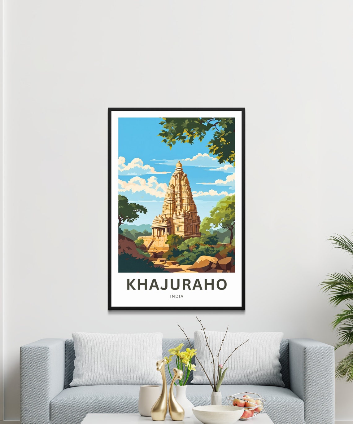 Khajuraho India Sandstone Temple Forest Custom Travel Poster - Image 3