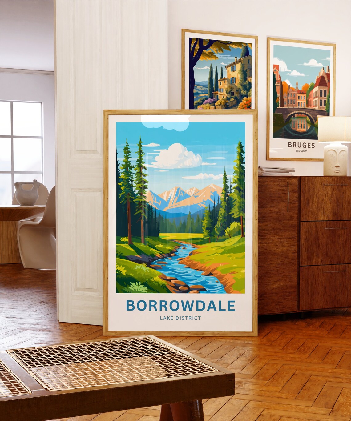Borrowdale Lake District Pine Forest Stream Mountain Travel Poster - Image 5