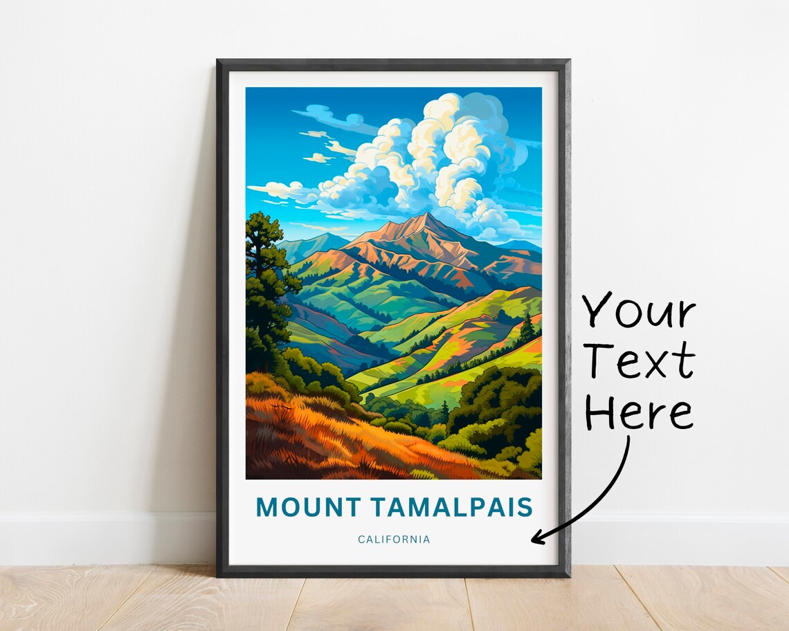 Mount Tamalpais California Golden Foothills Personalized Travel Poster