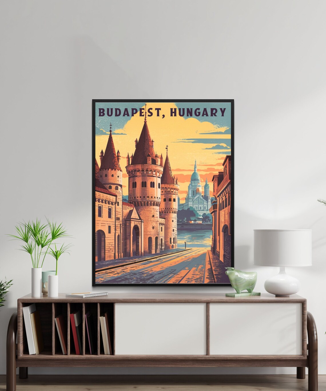 Budapest Hungary Castle Towers Basilica Dome Vintage Poster Art - Image 2