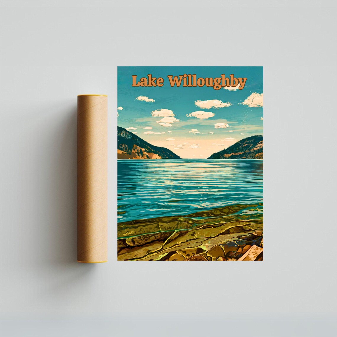 Lake Willoughby Vermont Teal Lake Mountain View Vintage Travel Poster - Image 4