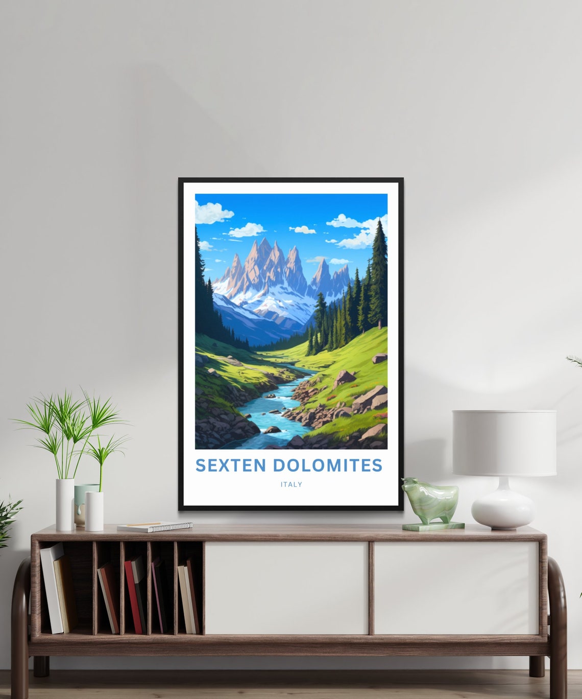 Sexten Dolomites Italy Mountain Stream Valley Pine Forest Poster - Image 2