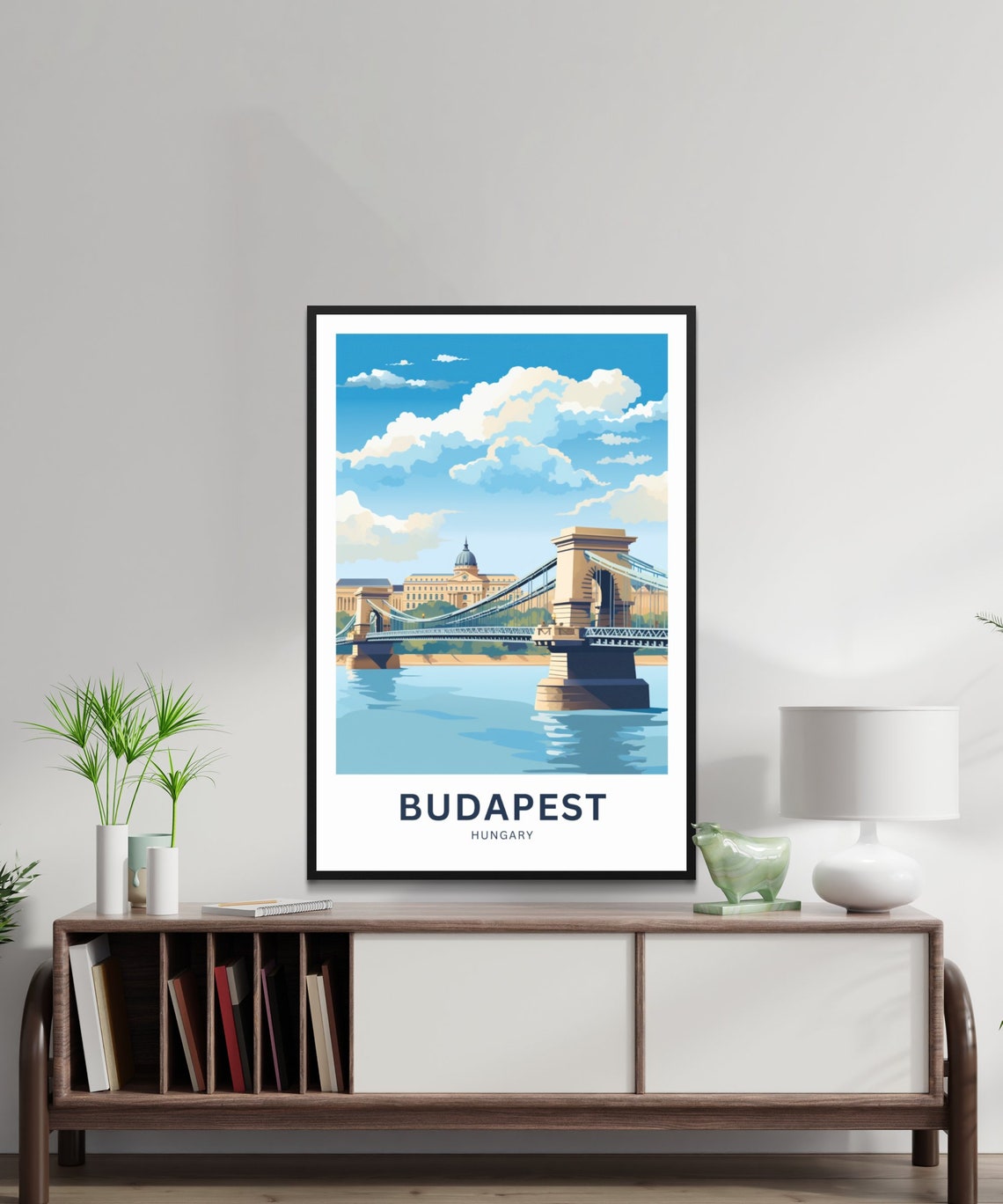 Budapest Hungary Chain Bridge Danube River Landmark Travel Poster - Image 2