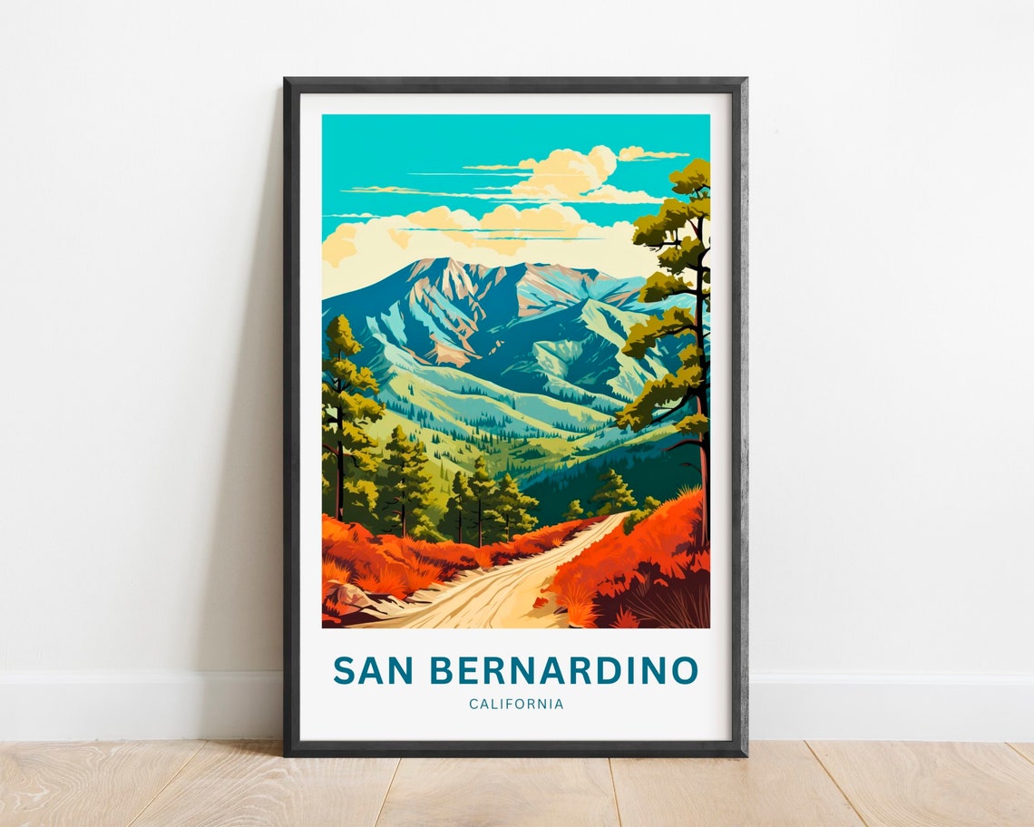 San Bernardino California Mountain Road Vintage Travel Poster Gift
