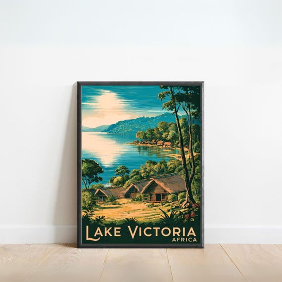Lake Victoria Vintage Travel Poster Lake Victoria Print Africa Wall Art Framed Gift Africa Present