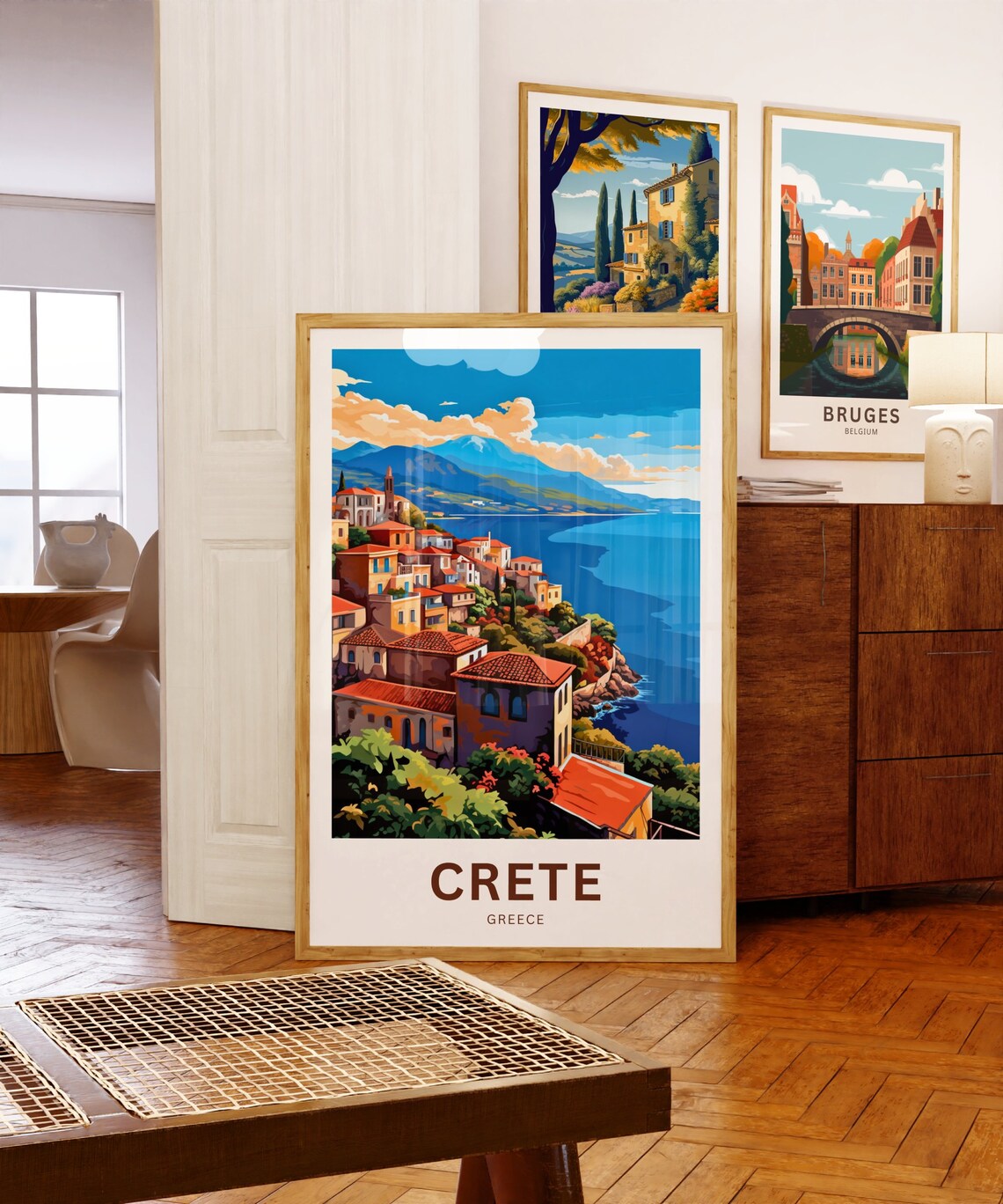 Personalized Crete Greece Seaside Cliffside Village Travel Poster - Image 5