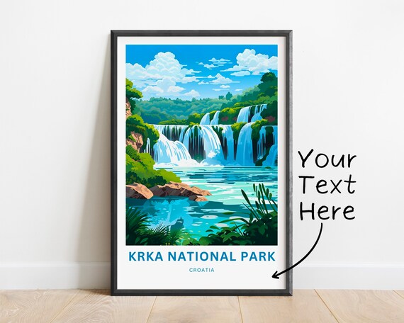 Personalized Krka Croatia Waterfall Cascades Travel Poster Gift Art