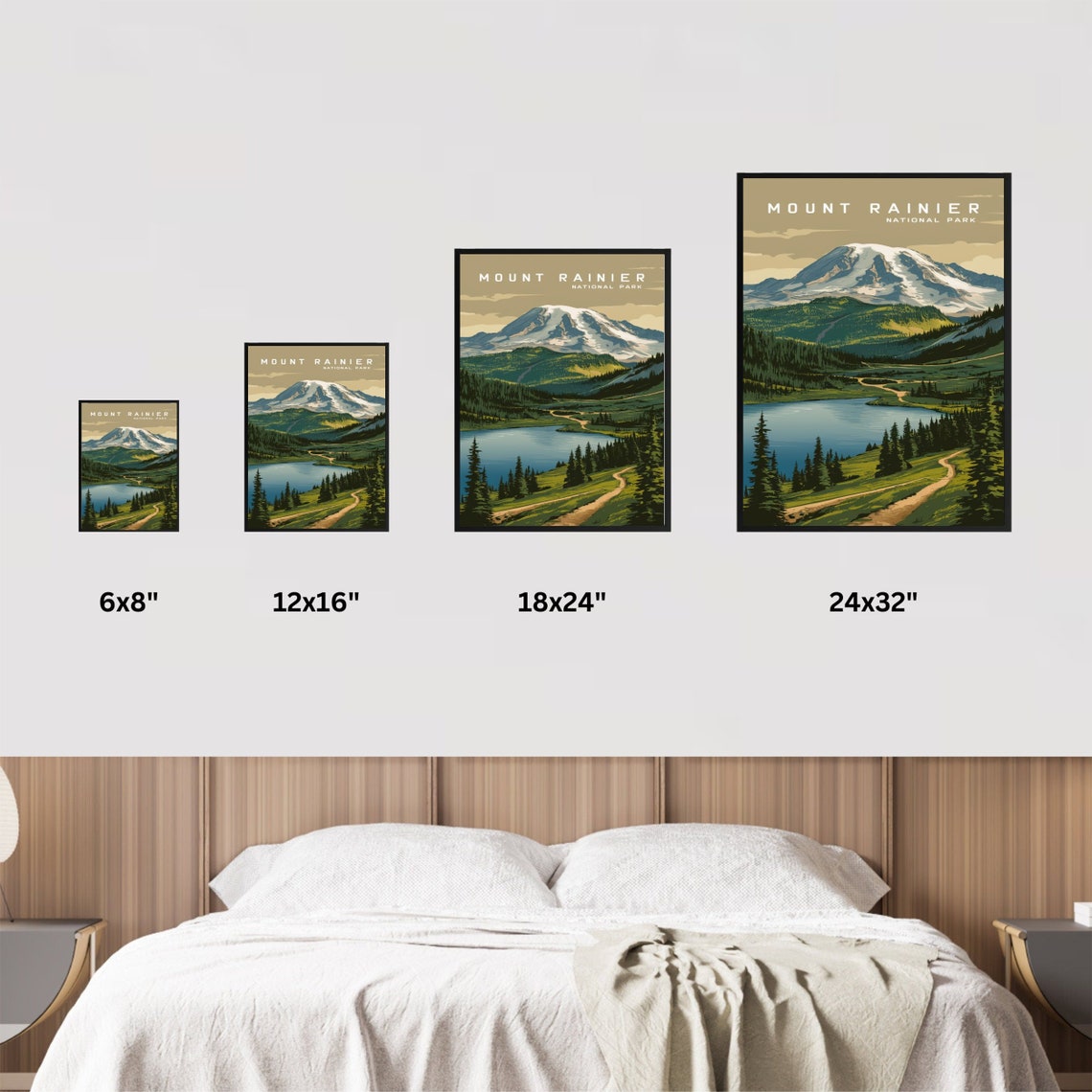 Mount Rainier National Park Forest Lake Vintage Travel Poster - Image 2