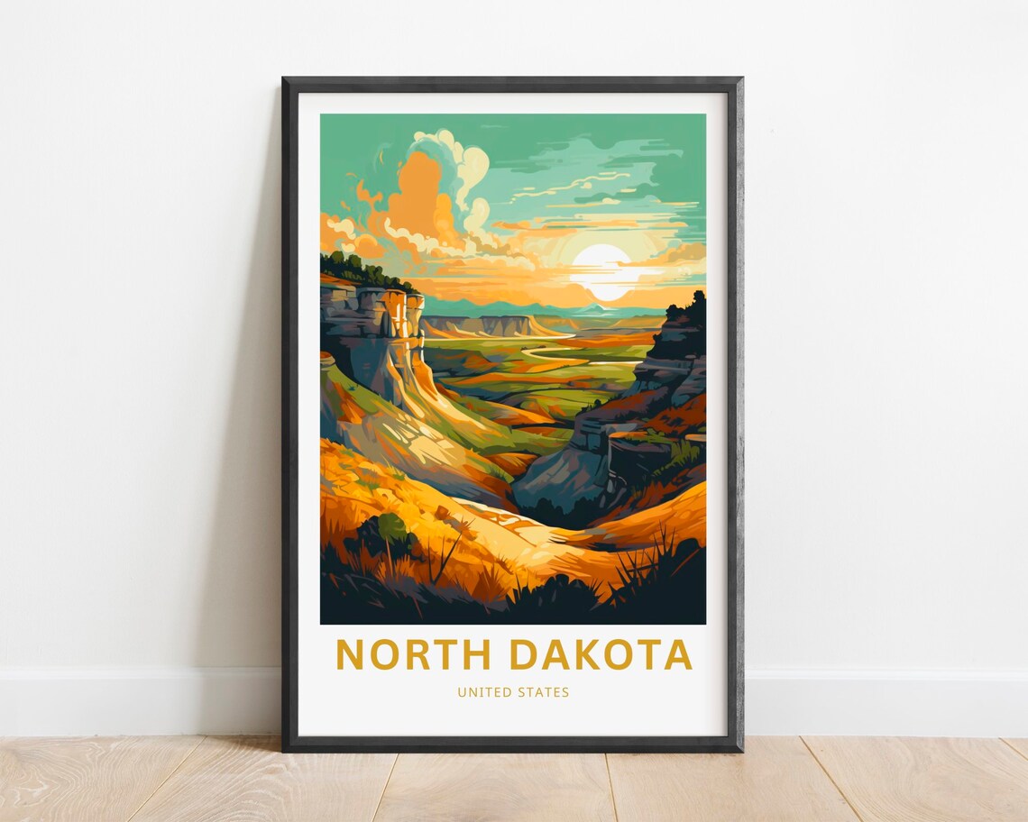 North Dakota Travel Poster, United States Wall Art