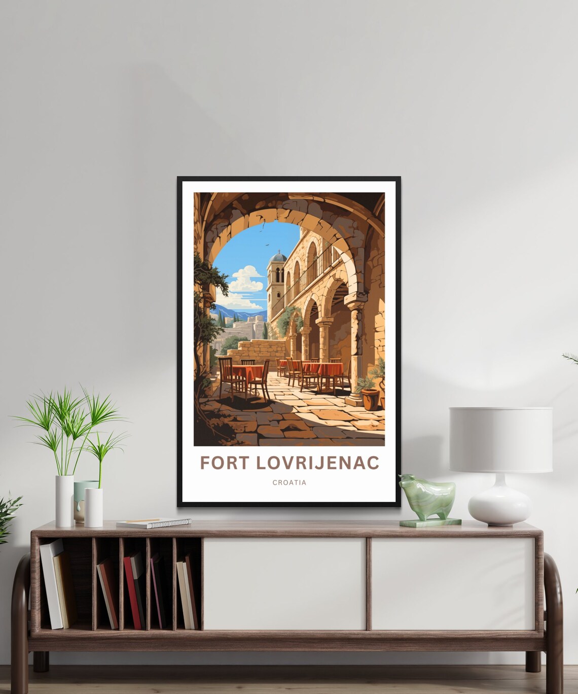 Fort Lovrijenac Croatia Stone Arch Courtyard Vintage Travel Poster - Image 2