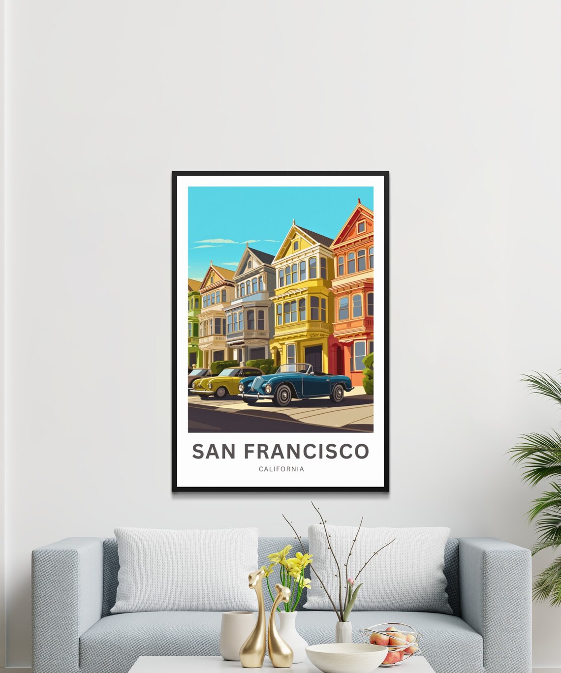 Personalized San Francisco Painted Ladies Custom Vintage Travel Poster - Image 3