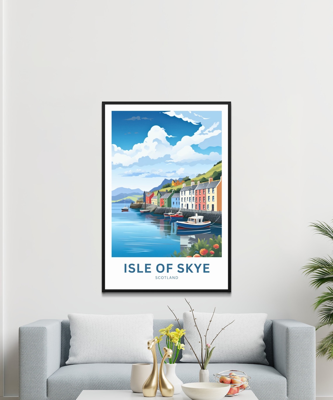 Isle of Skye Scotland Seaside Quay Houses Fishing Boats Poster - Image 2