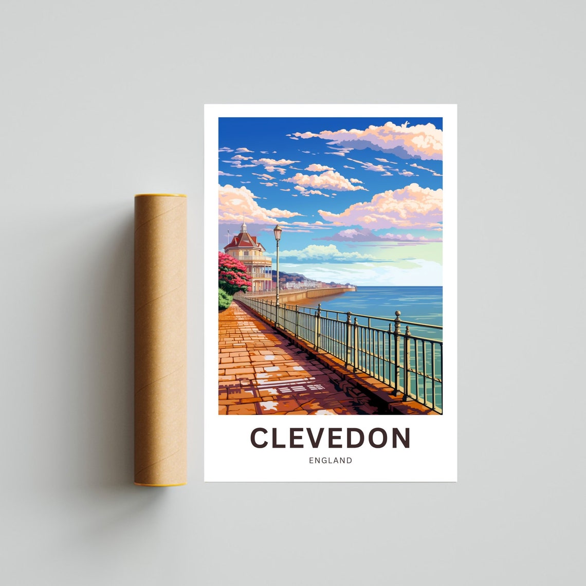 Clevedon England Seafront Promenade Sunset Sky Coastal Walk Poster - Image 4