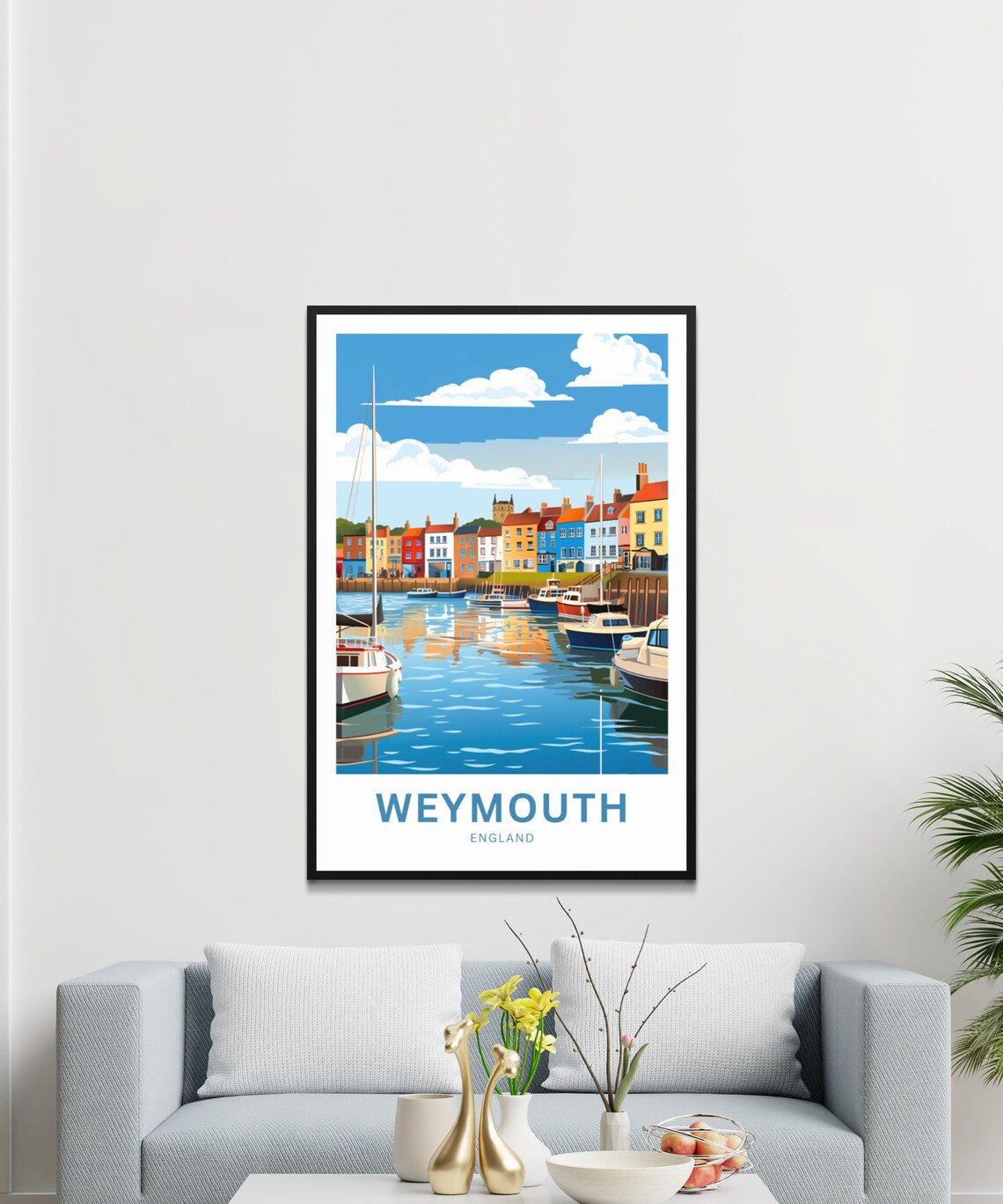 Weymouth England Harbor Boats Colorful Waterfront Travel Poster - Image 2