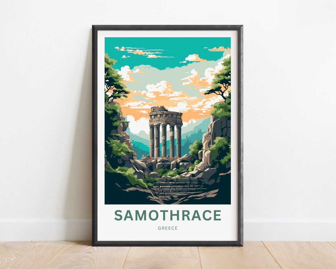 Samothrace Greece Ancient Stone Temple Ruins Scenic Travel Poster