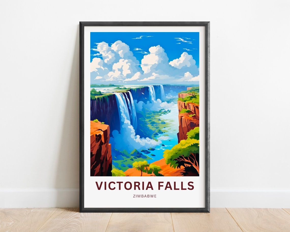 Victoria Falls Poster, Zimbabwe Travel Poster