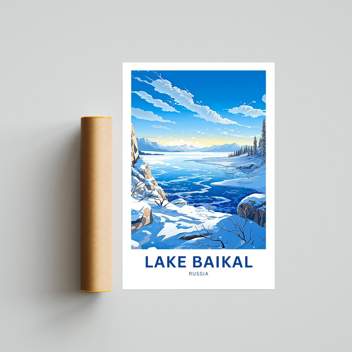 Lake Baikal Russia Frozen Winter Lake Personalized Travel Poster - Image 4