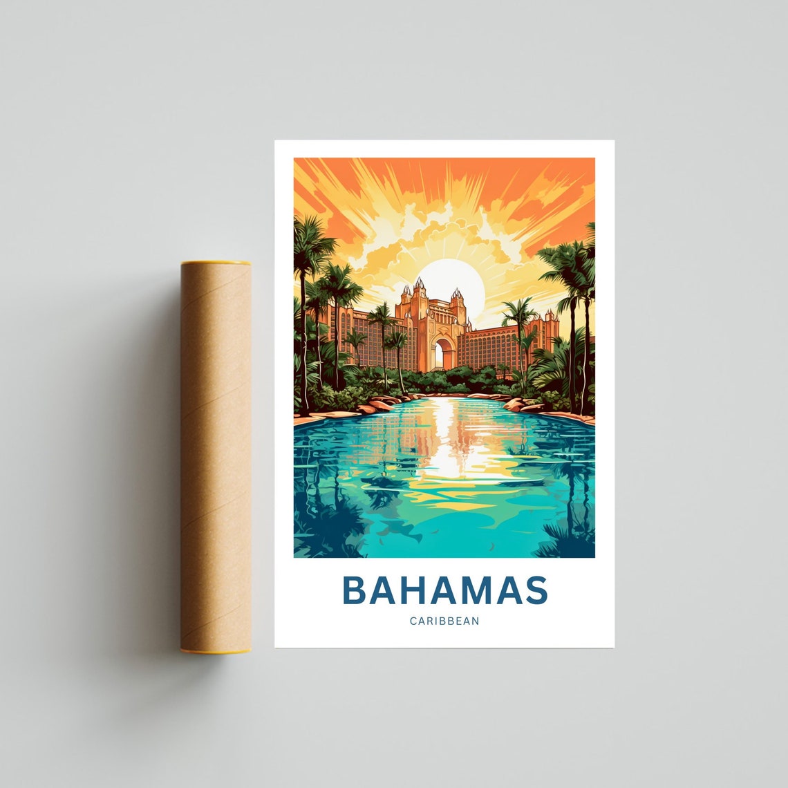Personalized Bahamas Travel Print Bahamas Poster Caribbean Wall Art Framed Present Gift Caribbean Present - Image 4
