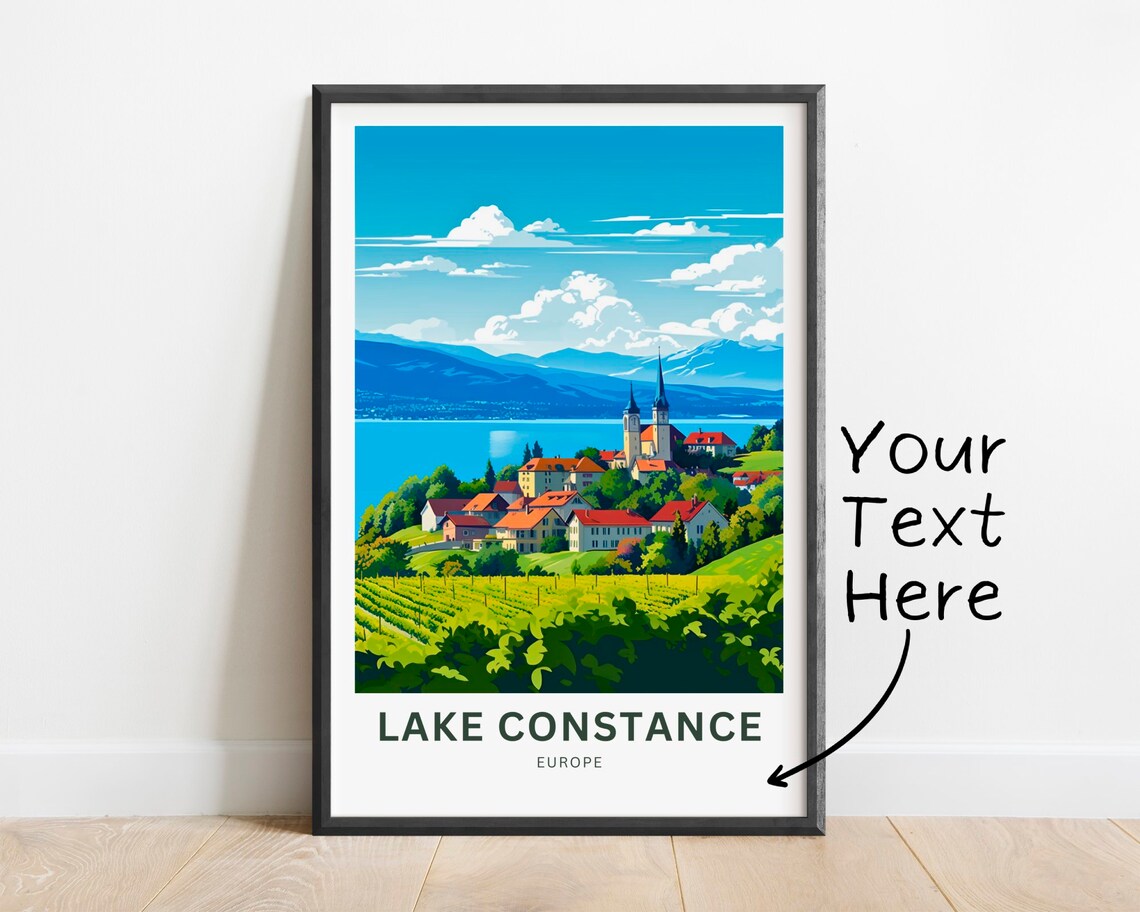 Lake Constance Vineyard Village Personalized Europe Travel Poster